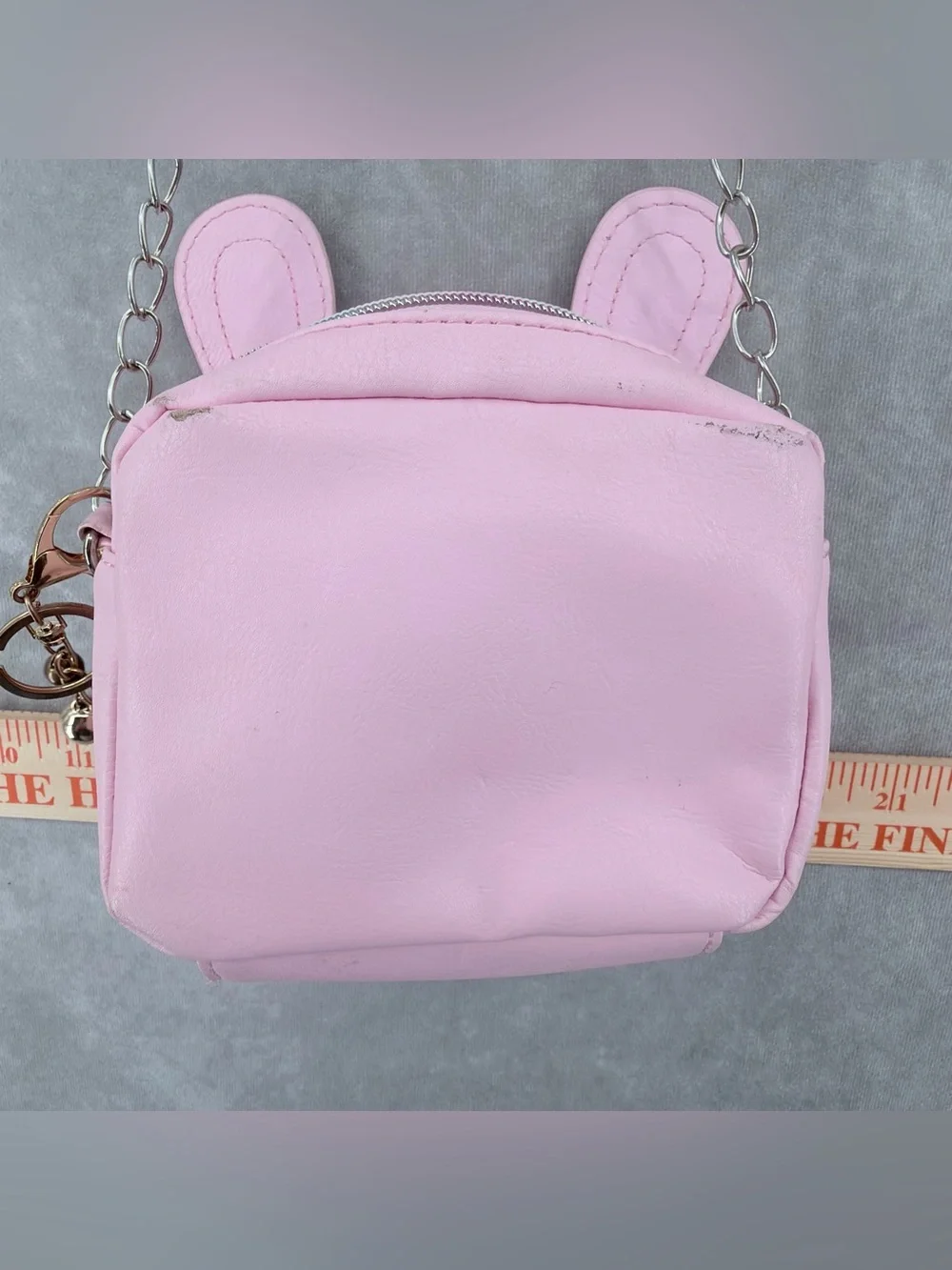 Kids Pink Bunny Shoulder Bag with Fluffy Pom-Pom